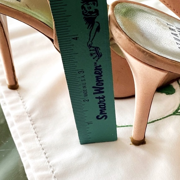 Pink Silk Stuart Weitzman Open Toe Slingback Heels - Picture 10 of 16